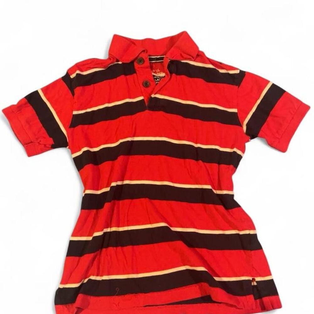 Red striped polo shirt size